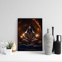 Quadro Jesus Cristo Meditando 45X34Cm - Com Vidro