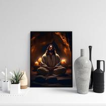 Quadro Jesus Cristo Meditando 45x34cm - com vidro