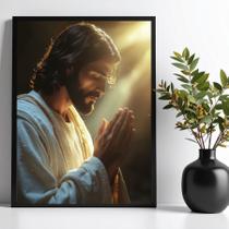Quadro Jesus Fazendo Oração 33x24cm - com vidro