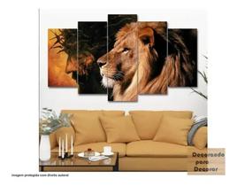 Quadro Jesus Leao De Juda Hd 5 Peças Mosaico Mdf 6mm Hd Quadro Jesus Leao De Juda Hd 5 Peças Mosaico Mdf 6mm Hd