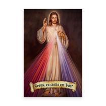Quadro Jesus Misericordioso Com Frase Para Sala Quarto Religioso Moderno Grande - Bimper