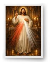 Quadro Jesus Misericordioso Com Fundo De Santuário 50x70cm Quadro Jesus Misericordioso Com Fundo De Santuário 50x70cm