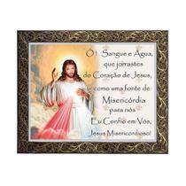 Quadro Jesus Misericordioso com Oração e Moldura Luxo 55 cm x 45 cm