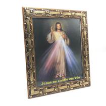 Quadro Jesus Misericordioso Com Vidro E Moldura 30 X 25 Cm