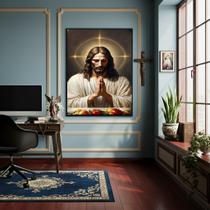 Quadro Jesus Orando A Mesa - 70x50cm