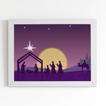 Quadro Jesus Presépio 3 Reis Magos Moldura Branca 60x40cm Quadro Jesus Presépio 3 Reis Magos Moldura Branca 60x40cm