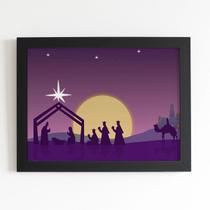 Quadro Jesus Presépio 3 Reis Magos Moldura Preta 60x40cm Quadro Jesus Presépio 3 Reis Magos Moldura Preta 60x40cm