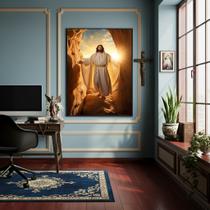 Quadro Jesus Saindo do Túmulo - 70x50cm Quadro Jesus Saindo do Túmulo - 70x50cm