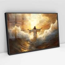 Quadro Jesus Sobre Águas Em Fúria - 50x70cm Quadro Jesus Sobre Águas Em Fúria - 50x70cm