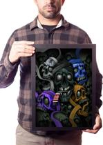 Quadro Jiu Jitsu Arte Faixas Caveiras Decoração Dojo