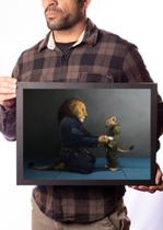 Quadro Jiu Jitsu Decoração Dojo Arte Leão Pai E Filho