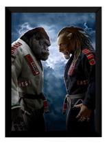 Quadro Jiu Jitsu Decoração Dojo Gorila X Leão Arte