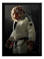 Quadro Jiu Jitsu Decoração Dojo Tigre Kimono Arte