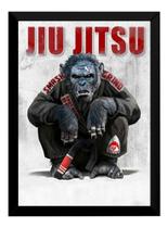 Quadro Jiu Jitsu Macaco Faixa Preta Decoração Dojo Bjj Arte