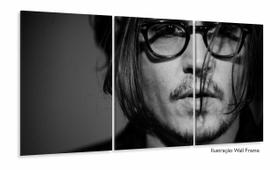 Quadro Johnny Depp Decorativo Preto E Branco 125x60 3 peças