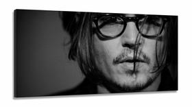 Quadro Johnny Depp Decorativo Preto E Branco em Tecido Canvas 130x60