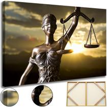 Quadro Justiça Direito Advocacia Tela Premium Tecido e Madeira Grande 60x90