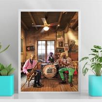 Quadro Jz Músicos de New Orleans 33x24cm - Madeira Branca
