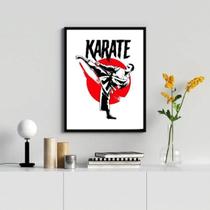 Quadro Karatê 45x34cm c/ Vidro - Moldura Branca