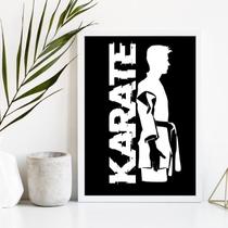 Quadro Karatê Preto/Branco 24x18cm - Moldura Branca