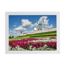 Quadro Kazan Kremlin Canteiro Flores Moldura Branca 60X40Cm