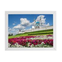 Quadro Kazan Kremlin Canteiro Flores Moldura Branca 60X40Cm
