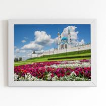 Quadro Kazan Kremlin Canteiro Flores Moldura Branca 60x40cm