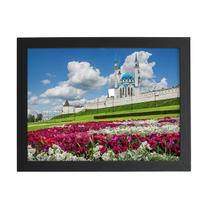 Quadro Kazan Kremlin Canteiro Flores Moldura Preta 60X40Cm