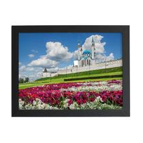 Quadro Kazan Kremlin Canteiro Flores Moldura Preta 60X40Cm
