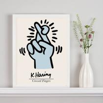 Quadro Keith Haring Crossed Fingers - Azul 33x24cm