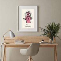 Quadro Keith Haring Crossed Fingers Rosa - 60x48cm