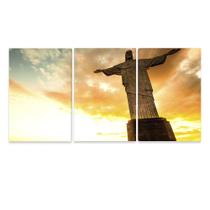Quadro Kit Parede Decorativo Sala 120x60 Cristo Redentor Rio