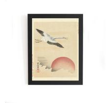 Quadro Kraanvogel Voando Na Lua Vermelha Kano Tsunenobu 1893