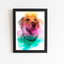 Quadro Labrador Cachorro Tinta Aquarela Moldura 60x40cm