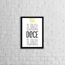 Quadro Lar Doce Lar Preto e Amarelo 33x24cm - com vidro