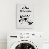 Quadro Lavanderia Alexa Lave A Roupa 33X24Cm Com Vidro Preta