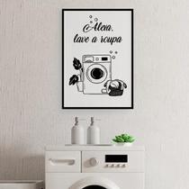 Quadro Lavanderia Alexa Lave A Roupa 45X34Cm Madeira Preta