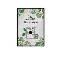 Quadro Lave A Roupa 33X24Cm - Com Vidro Preta