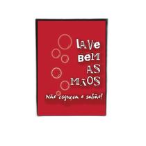 Quadro Lave Bem As Mãos 33X24Cm - Com Vidro Branca