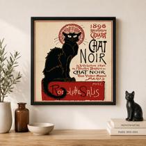 Quadro Le Chat Noir 33x33cm Mold Preta Vidro Quadro Le Chat Noir 33x33cm Mold Preta Vidro