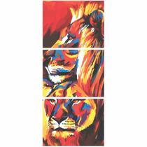 Quadro Leão Abstrato Casal Decorativo Quadro Leão Abstrato Casal Decorativo
