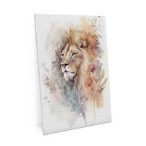 Quadro Leão Aquarela Cores Neutras 150x100 Grande Para Hall