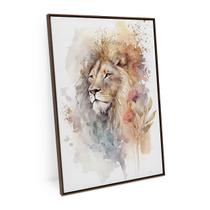 Quadro Leão Aquarela Molduras 120x80 Cm Grande Para Hall - Bimper Quadros