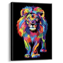 Quadro Leão Cromático em Essência de Arco-Íris