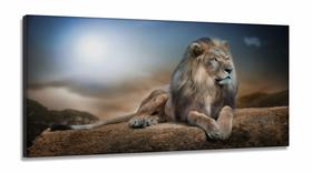 Quadro Leão de Judá Arte Para Sala Quarto Mosaicoem Tecido Canvas 130x60