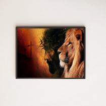 Quadro Leão de Judá Com Cristo 24x18cm - Quadros On-line