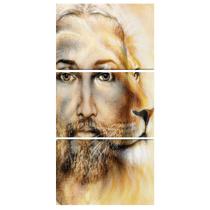 Quadro Leão de Judá e Rosto de Jesus Decorativo Sala Hall