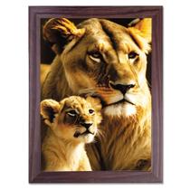 Quadro Leão de Judá Família de Leões Leoa Filhotes moderno decorativo luxo com moldura 40cm