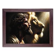Quadro Leão de Judá Família de Leões Leoa Filhotes moderno decorativo luxo com moldura 40cm