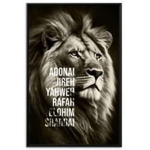 Quadro Leão de Judá Nomes de Deus Luxo com Moldura Em Canvas 60x90cm Quadro Leão de Judá Nomes de Deus Luxo com Moldura Em Canvas 60x90cm